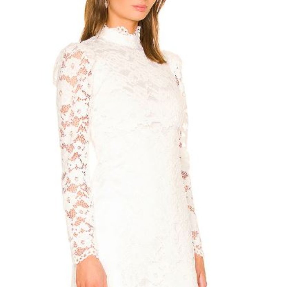 LIKELY Cupani Mock-Neck Lace Mini Dress